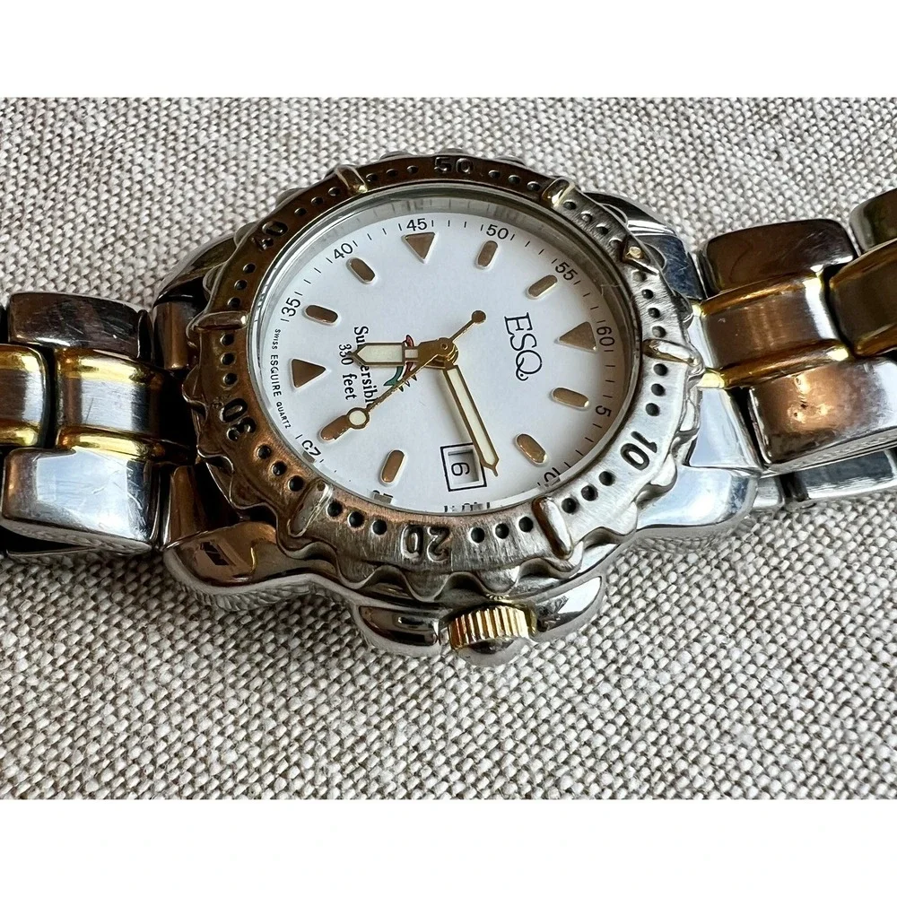 ESQ Submersible Watch Swiss Quartz Esquire Works Well New Battery
